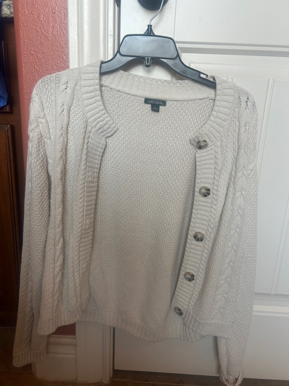 wild fable Cream Cable Knit Button-Front Cardigan